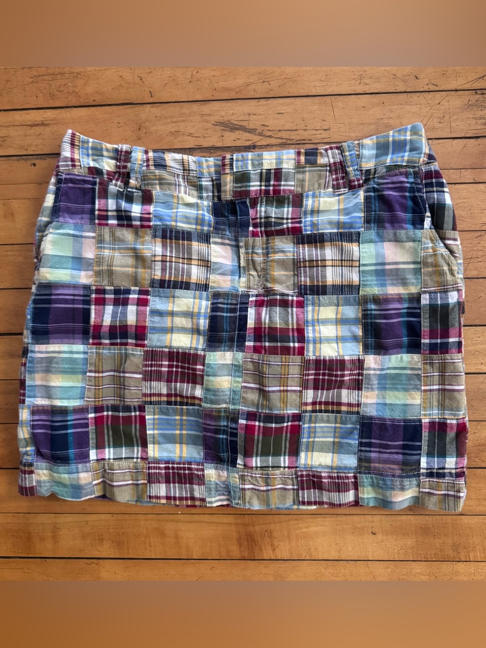 Tommy madras plaid skirt India multicolor patchwork sz 14